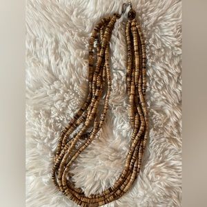 Wood multi 5 strand 20” love ❤️ knot 80’s necklace boho, hippie , chic